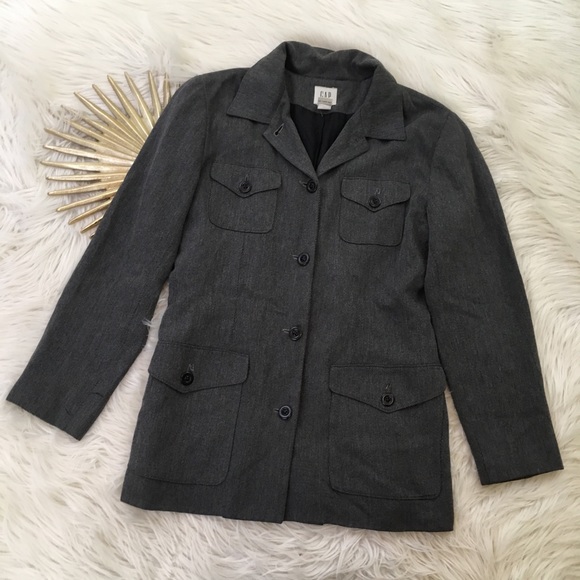 GAP Jackets & Blazers - ⌛️Vintage Gap Dark Grey Military Style Car Coat